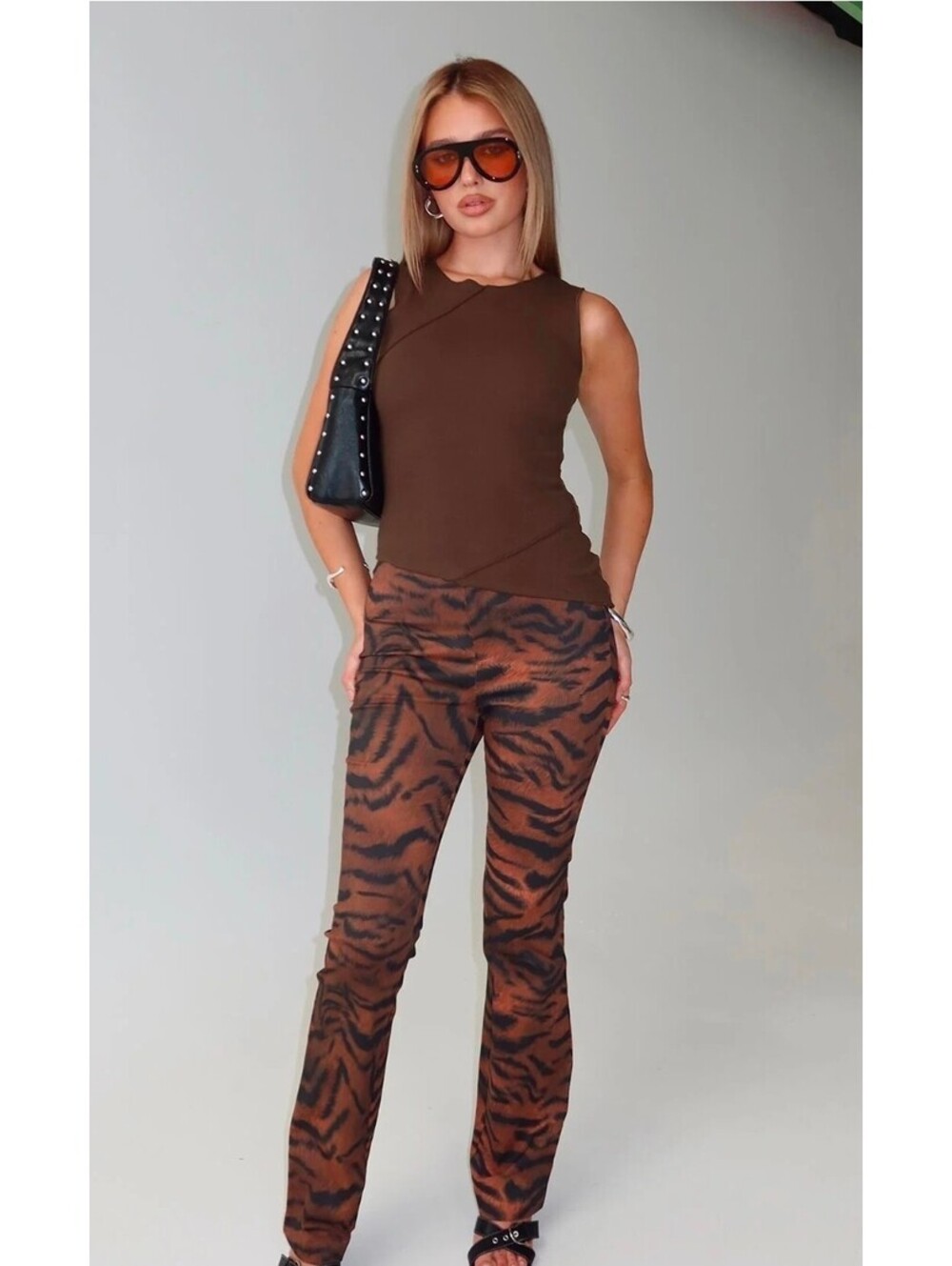 Princess Polly Andrina Straight Leg Pants in Multi Tiger Print, Size 4 new